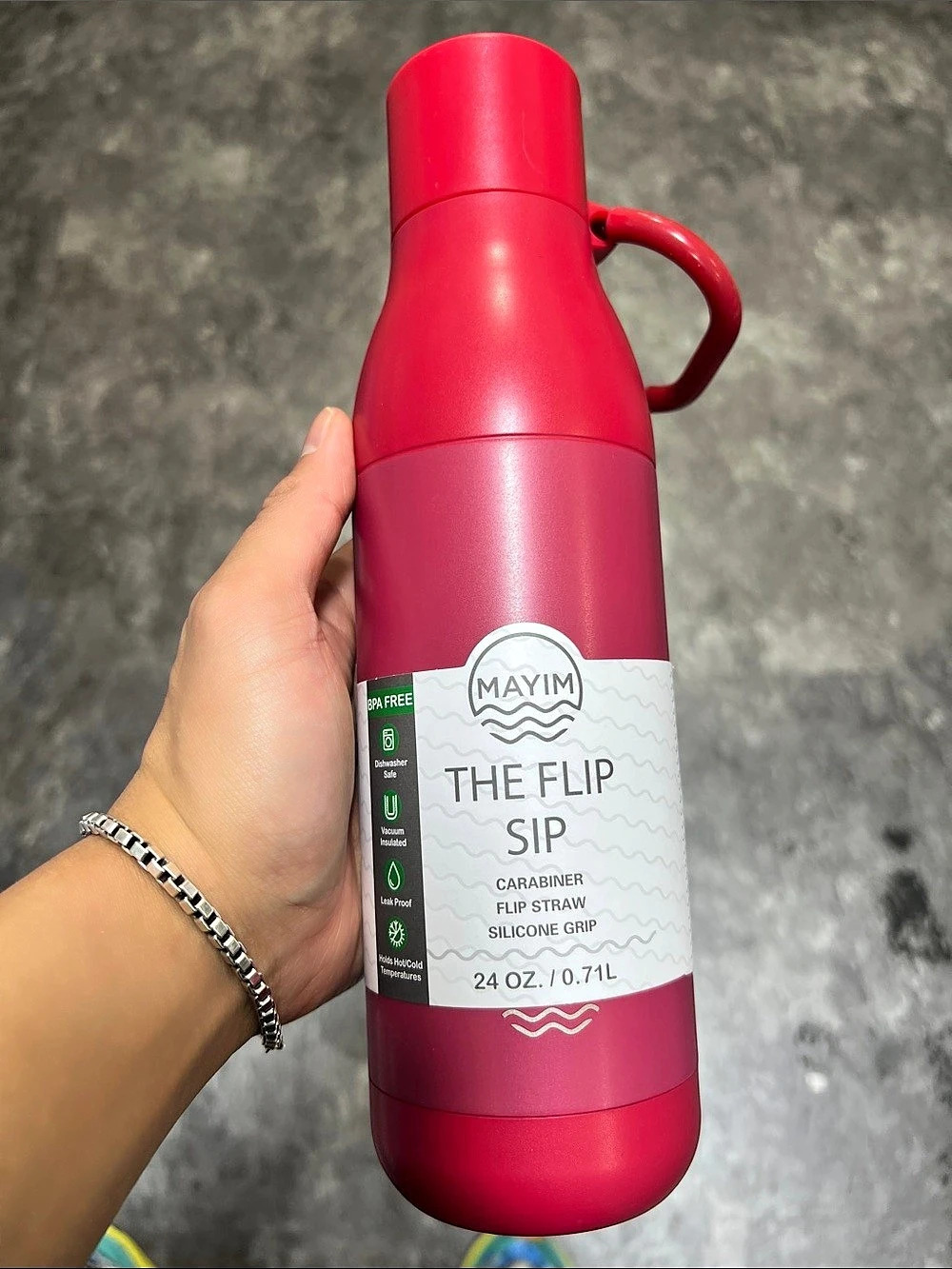 MAYIM The Flip Sip 24 Oz Red Insulated Bottle NWT
